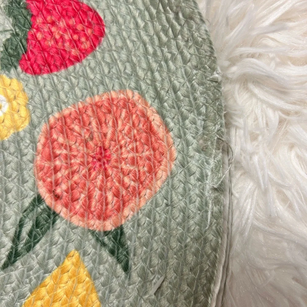 4 pc Braided Placemat Set Rnd‎ STRAWBERRY Lemon and grapefruit Green White New